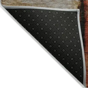 5' X 8' Rust And Charcoal Abstract Washable Indoor Outdoor Area Rug