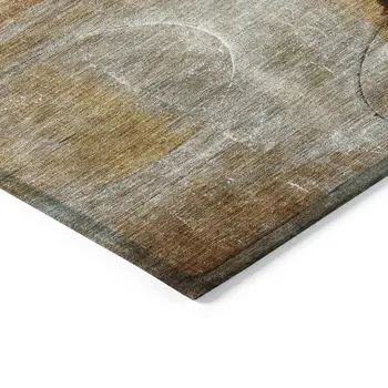 5' X 8' Rust And Charcoal Abstract Washable Indoor Outdoor Area Rug