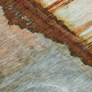 3' X 5' Rust And Beige Abstract Washable Indoor Outdoor Area Rug