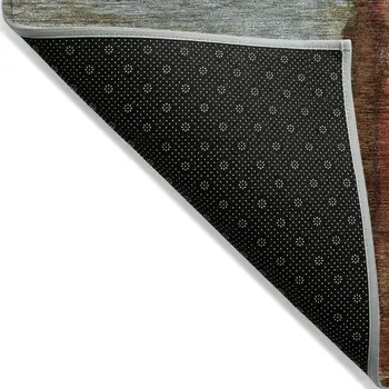 10' X 14' Rust And Beige Abstract Washable Indoor Outdoor Area Rug
