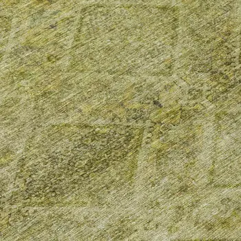 3' X 5' Artichoke Green And Ivory Geometric Washable Indoor Outdoor Area Rug