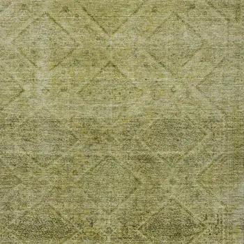 10' X 14' Artichoke Green And Ivory Geometric Washable Indoor Outdoor Area Rug