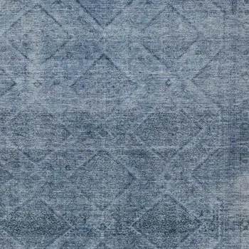 3' X 5' Blue And Ivory Geometric Washable Indoor Outdoor Area Rug