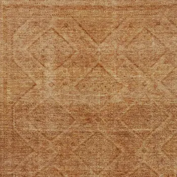 3' X 5' Copper And Ivory Geometric Washable Indoor Outdoor Area Rug