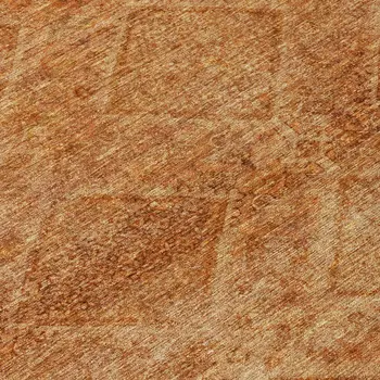 8' Copper And Ivory Round Geometric Washable Indoor Outdoor Area Rug