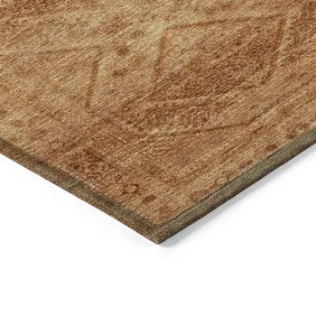 8' X 10' Copper And Ivory Geometric Washable Indoor Outdoor Area Rug