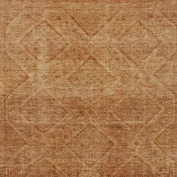 9' X 12' Copper And Ivory Geometric Washable Indoor Outdoor Area Rug