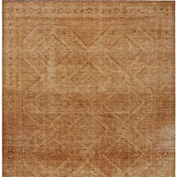 9' X 12' Copper And Ivory Geometric Washable Indoor Outdoor Area Rug