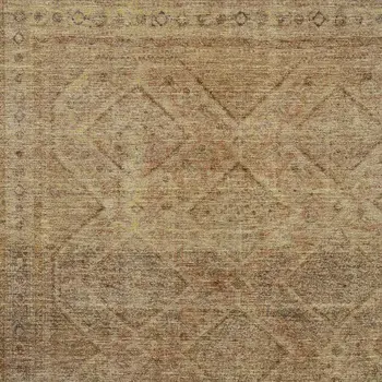 3' X 5' Khaki And Beige Geometric Washable Indoor Outdoor Area Rug