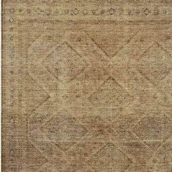 5' X 8' Khaki And Beige Geometric Washable Indoor Outdoor Area Rug