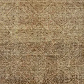 10' X 14' Khaki And Beige Geometric Washable Indoor Outdoor Area Rug
