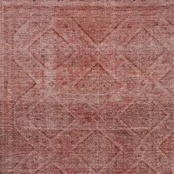5' X 8' Pink And Ivory Geometric Washable Indoor Outdoor Area Rug