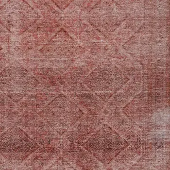 8' X 10' Pink And Ivory Geometric Washable Indoor Outdoor Area Rug
