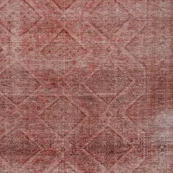 10' X 14' Pink And Ivory Geometric Washable Indoor Outdoor Area Rug