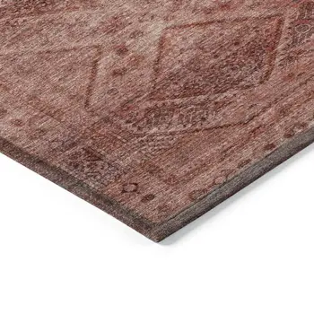 10' X 14' Pink And Ivory Geometric Washable Indoor Outdoor Area Rug