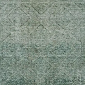 3' X 5' Teal Blue And Ivory Geometric Washable Indoor Outdoor Area Rug