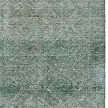 5' X 8' Teal Blue And Ivory Geometric Washable Indoor Outdoor Area Rug