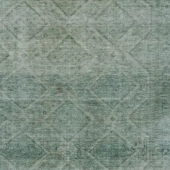 8' X 10' Teal Blue And Ivory Geometric Washable Indoor Outdoor Area Rug