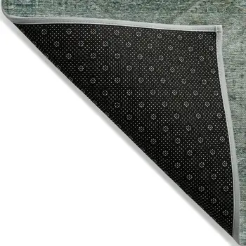 8' X 10' Teal Blue And Ivory Geometric Washable Indoor Outdoor Area Rug