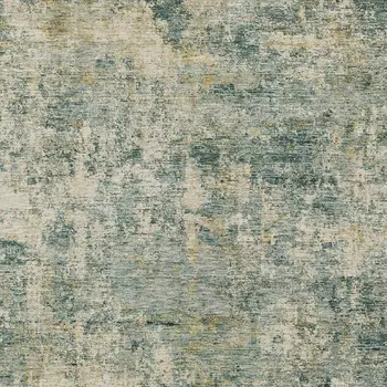 3' X 5' Artichoke Green And Teal Blue Abstract Washable Indoor Outdoor Area Rug
