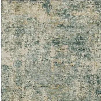 5' X 8' Artichoke Green And Teal Blue Abstract Washable Indoor Outdoor Area Rug