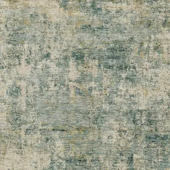 9' X 12' Artichoke Green And Teal Blue Abstract Washable Indoor Outdoor Area Rug