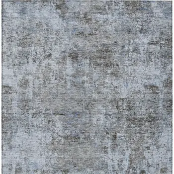 3' X 5' Blue And Taupe Abstract Washable Indoor Outdoor Area Rug