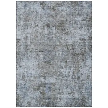 3' X 5' Blue And Taupe Abstract Washable Indoor Outdoor Area Rug