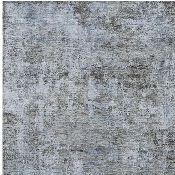 3' X 5' Blue And Taupe Abstract Washable Indoor Outdoor Area Rug