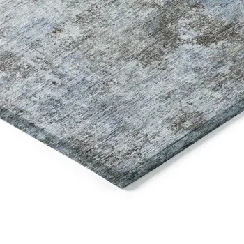 5' X 8' Blue And Taupe Abstract Washable Indoor Outdoor Area Rug