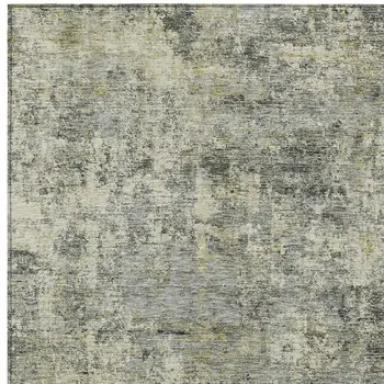 3' X 5' Pewter And Beige Abstract Washable Indoor Outdoor Area Rug