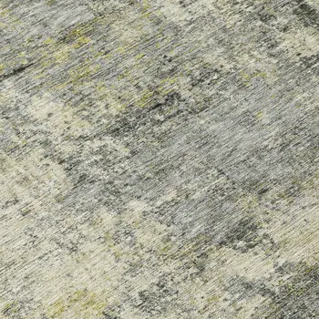 8' Pewter And Beige Round Abstract Washable Indoor Outdoor Area Rug