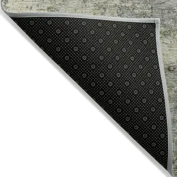 8' X 10' Pewter And Beige Abstract Washable Indoor Outdoor Area Rug