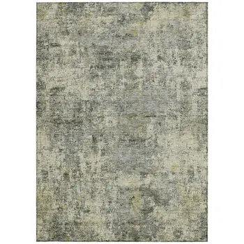 8' X 10' Pewter And Beige Abstract Washable Indoor Outdoor Area Rug