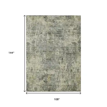 9' X 12' Pewter And Beige Abstract Washable Indoor Outdoor Area Rug