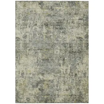 9' X 12' Pewter And Beige Abstract Washable Indoor Outdoor Area Rug