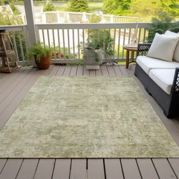 3' X 5' Sage And Beige Abstract Washable Indoor Outdoor Area Rug