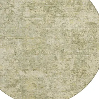 8' Sage And Beige Round Abstract Washable Indoor Outdoor Area Rug
