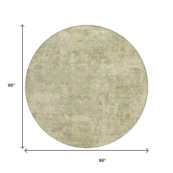 8' Sage And Beige Round Abstract Washable Indoor Outdoor Area Rug