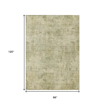 8' X 10' Sage And Beige Abstract Washable Indoor Outdoor Area Rug