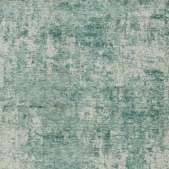 3' X 5' Teal Blue And Beige Abstract Washable Indoor Outdoor Area Rug