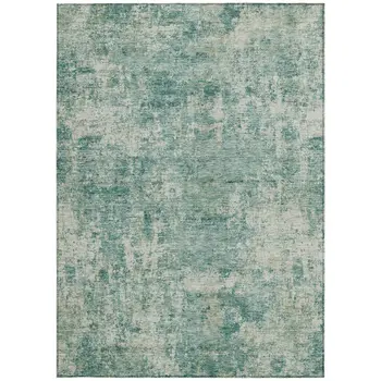 5' X 8' Teal Blue And Beige Abstract Washable Indoor Outdoor Area Rug
