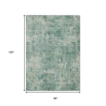 8' X 10' Teal Blue And Beige Abstract Washable Indoor Outdoor Area Rug