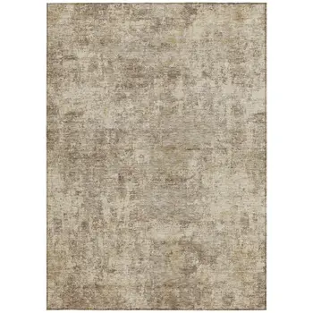 9' X 12' Taupe And Beige Abstract Washable Indoor Outdoor Area Rug