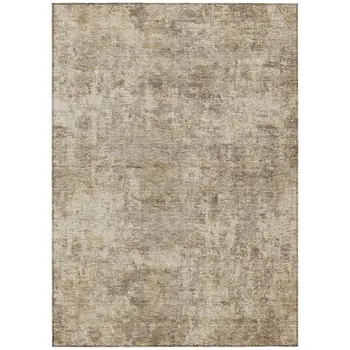 9' X 12' Taupe And Beige Abstract Washable Indoor Outdoor Area Rug