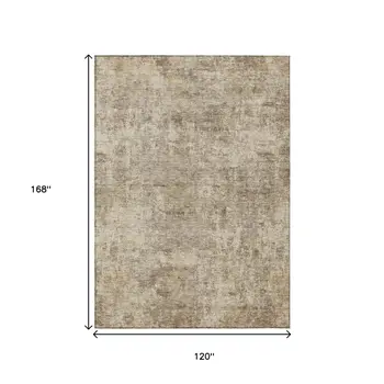 10' X 14' Taupe And Beige Abstract Washable Indoor Outdoor Area Rug
