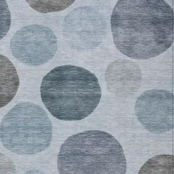 3' X 5' Blue And Gray Geometric Washable Indoor Outdoor Area Rug