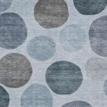 3' X 5' Blue And Gray Geometric Washable Indoor Outdoor Area Rug
