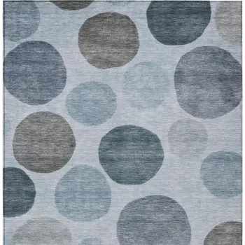 5' X 8' Blue And Gray Geometric Washable Indoor Outdoor Area Rug