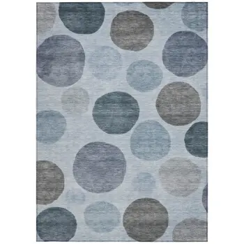 9' X 12' Blue And Gray Geometric Washable Indoor Outdoor Area Rug